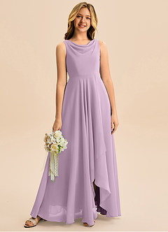 Azazie Mannie Junior Robe Trapèze en Mousseline de soie Plissée Glycine image1