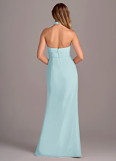 Azazie Jemma Bridesmaid Dresses Sea Glass Sheath Pleated Chiffon Dress image2