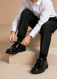 front Boys Wedding Brogue Patent Leather Shoes