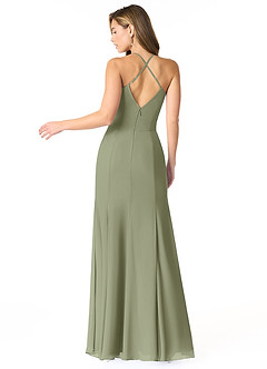 Azazie Carolina Abiti da Damigella Abito Sirena in Chiffon Increspato Pistacchio image2