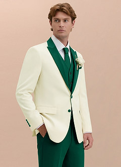 front Adrian Smaragd Strukturierte Stretch-Smokingjacke mit Schalkragen
