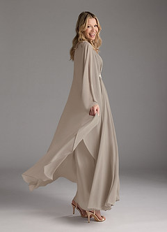 Azazie Drew Mother of the Bride Dresses Taupe A-Line Pleated Chiffon Dress image7