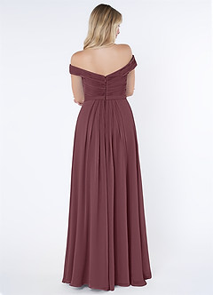 Azazie Audrianna Bridesmaid Dresses Sangria A-Line Off-The-Shoulder Gathered Chiffon Convertible Dress image3
