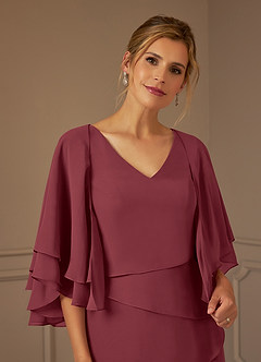Azazie OHara Mother of the Bride Dresses Merlot A-Line V-Neck Chiffon Dress image6