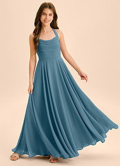 Azazie Kady Junior Linia A Dekolt w kształcie serca Szyfon Długość podłogi Młodsza druhna Sukienka image4