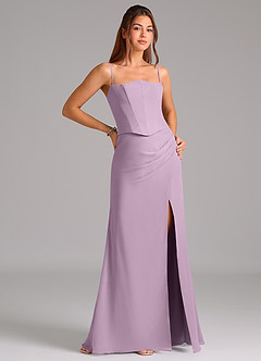 Azazie Jenine Robes de demoiselle d'honneur Robe Sirène en Mousseline de soie Sans bretelle Glycine image6