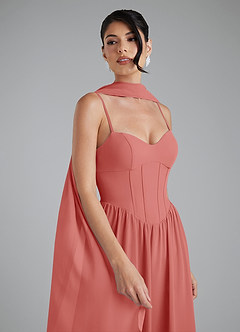 Azazie Alisha Robes de demoiselle d'honneur Robe Trapèze en Mousseline de soie Corset Antique Rose image7