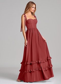 Azazie Anastacia Bridesmaid Dresses Rust A-Line Sweetheart Neckline Chiffon Dress image3