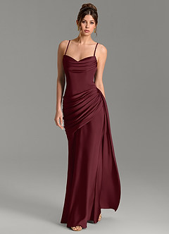 Azazie Zorah Bridesmaid Dresses Cabernet Mermaid Corset Stretch Satin Convertible Dress image5