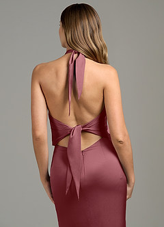 Azazie Francesca Bridesmaid Dresses Desert Rose Sheath Stretch Satin Dress image6
