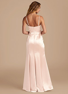 Azazie Marzia Bridesmaid Dresses Rose Gold Mermaid Pleated Metallic Satin Dress image5
