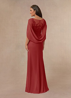 Azazie Hera Mother of the Bride Dresses Rust A-Line Lace Capelet Chiffon Dress image3