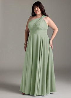 Azazie Charlize Bridesmaid Dresses Dusty Sage A-Line One Shoulder Chiffon Dress image11