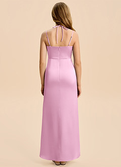 Azazie Nova Junior Candy Pink Sheath Pleated Stretch Satin Dress image2