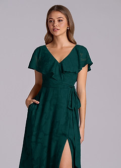 Azazie Lainey Vestidos de damas de honor Vestido de Pino de Devorado Floral de Corte en A con Con bolsillos image7