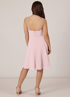 Azazie Kalie Junior Blushing Pink A-Line with Belt Chiffon Dress image2
