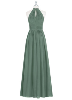 Azazie Cherish Bridesmaid Dresses Eucalyptus A-Line Pleated Chiffon Dress image7