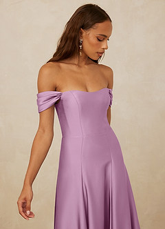 Christian Siriano Bridal for Azazie 1002 Robes de demoiselle d'honneur Robe Trapèze Convertible en Satin extensible Épaule décolletée Glycine image4