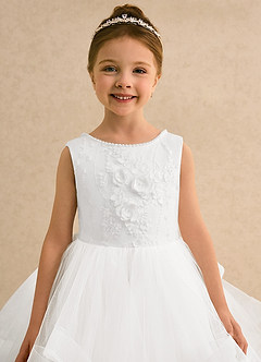 Azazie Claire Robe Demoiselle D'honneur Fillette Robe Princesse en Tulle Perlé Ivoire image6