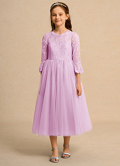 Azazie Lamb Girl Flower Girl Dresses Candy Pink Ball-Gown Lace Dress image4