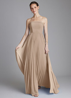 Azazie Mariana Bridesmaid Dresses Taupe A-Line Strapless Chiffon Dress image5