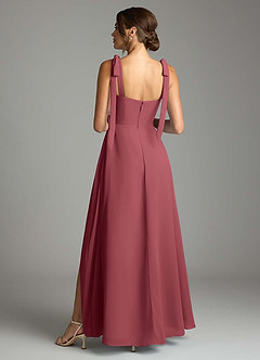 Azazie Debra Bridesmaid Dresses Merlot A-Line with Pockets Chiffon Convertible Dress image10