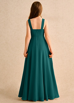 Azazie Makani Girls Formal Flower Girl Dresses Peacock A-Line Sweetheart Neckline Chiffon Dress image2