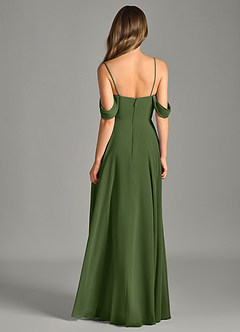 Azazie Chelsey Vestidos de damas de honor Vestido de Oliva de Gasa de Corte en A Convertible con Vestidos sin tirantes image7