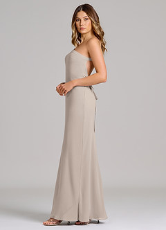 Azazie Monroe Suknie dla druhen Osłona Jedno ramię Szyfon Do ziemi Sukienka image5