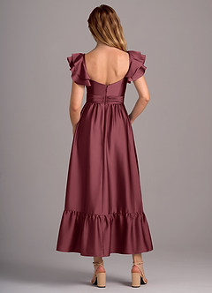 Azazie Anaya Bridesmaid Dresses Merlot A-Line Sweetheart Neckline Stretch Satin Convertible Dress image2