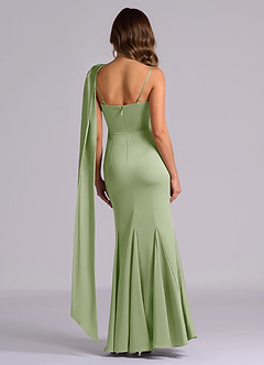 Azazie Inara Suknie dla druhen Syrena Pofałdowany Satyna elastyczna Do ziemi Sukienka image2