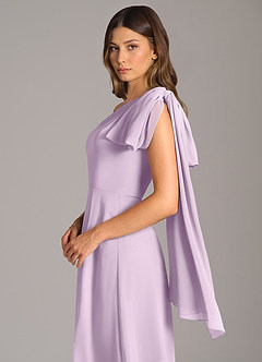 Azazie Tella Bridesmaid Dresses Frosted Lilac A-Line One Shoulder Chiffon Dress image8