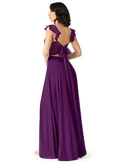 Azazie Everett Brautjungfernkleider A-Linie V-Hals Gerüscht Chiffon Kleid Traube image2