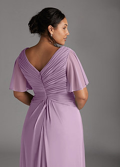 Azazie Emmeline Mother of the Bride Dresses Wisteria A-Line V-Neck Pleated Mesh Dress image11