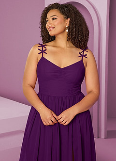 Barbie ♥ Azazie Jurken voor bruidsmeisjes Jurk van Chiffon met A-Lijn Geplooid Druif image13
