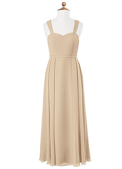 Azazie Simoan Junior Abito A-Line in Chiffon Scollo a Cuore Champagne image4