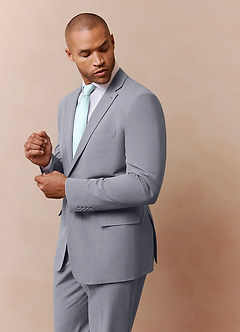 front Savile Grey Wool Blend Suit Jacket
