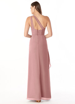 Azazie Maive Bridesmaid Dresses Dusty Rose Sheath Pleated Ruffle Chiffon Dress image2
