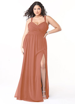 Azazie Aziza Bridesmaid Dresses MAI TAI A-Line V-Neck Pleated Chiffon Dress image7