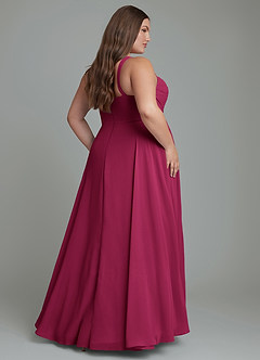 Azazie Shaude Bridesmaid Dresses Burgundy A-Line Pleated Chiffon Dress image2