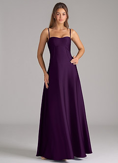 Azazie Valentine Bridesmaid Dresses Grape A-Line Corset Stretch Satin Dress image3