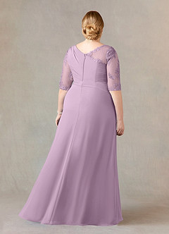 Azazie Dionysus Mother of the Bride Dresses Wisteria A-Line Boatneck Lace Chiffon Dress image7