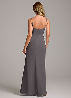 Azazie Tahlia Bridesmaid Dresses Steel Grey A-Line with Belt Chiffon Dress image7