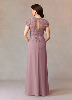 Azazie Junie Abiti per la Madre della Sposa Abito A-Line in Chiffon Pizzo Rosa Polverosa image2