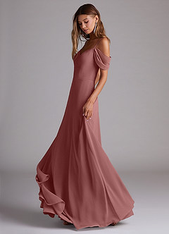 Azazie Marley Bridesmaid Dresses Desert Rose A-Line Off the Shoulder Chiffon Convertible Dress image3