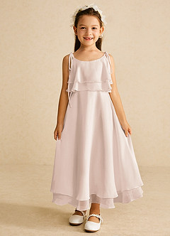 Azazie Temi Flower Girl Dresses Rose Petal A-Line Spaghetti Strap Chiffon Dress image4