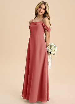 Azazie Anselie Junior Antique Rose A-Line Off the Shoulder Chiffon Dress image5