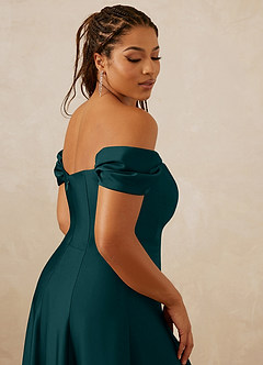 Christian Siriano Bridal for Azazie 1002 Bridesmaid Dresses Pine A-Line Off the Shoulder Stretch Satin Convertible Dress image10