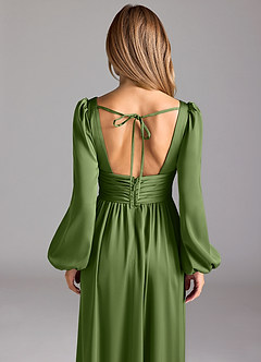 Azazie Norah Robes de demoiselle d'honneur Robe Trapèze en Satin extensible Genévrier image6