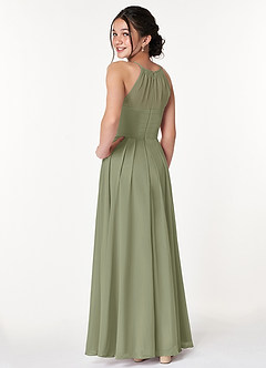 Azazie Ginger Junior Dusty Rose A-Line Pleated Chiffon Dress image2